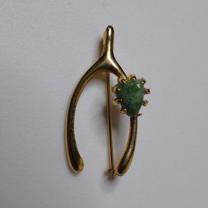 Little Metal Wishbone & Heart Brooch